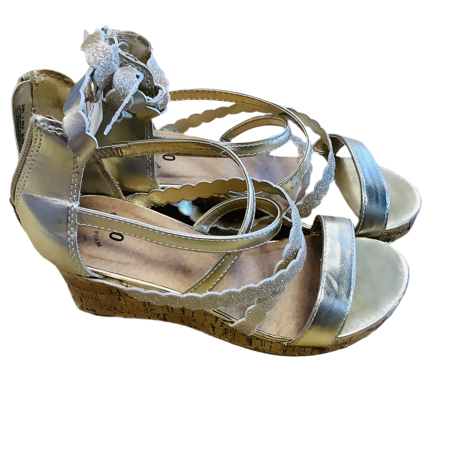 So size 3 golden wedge heels