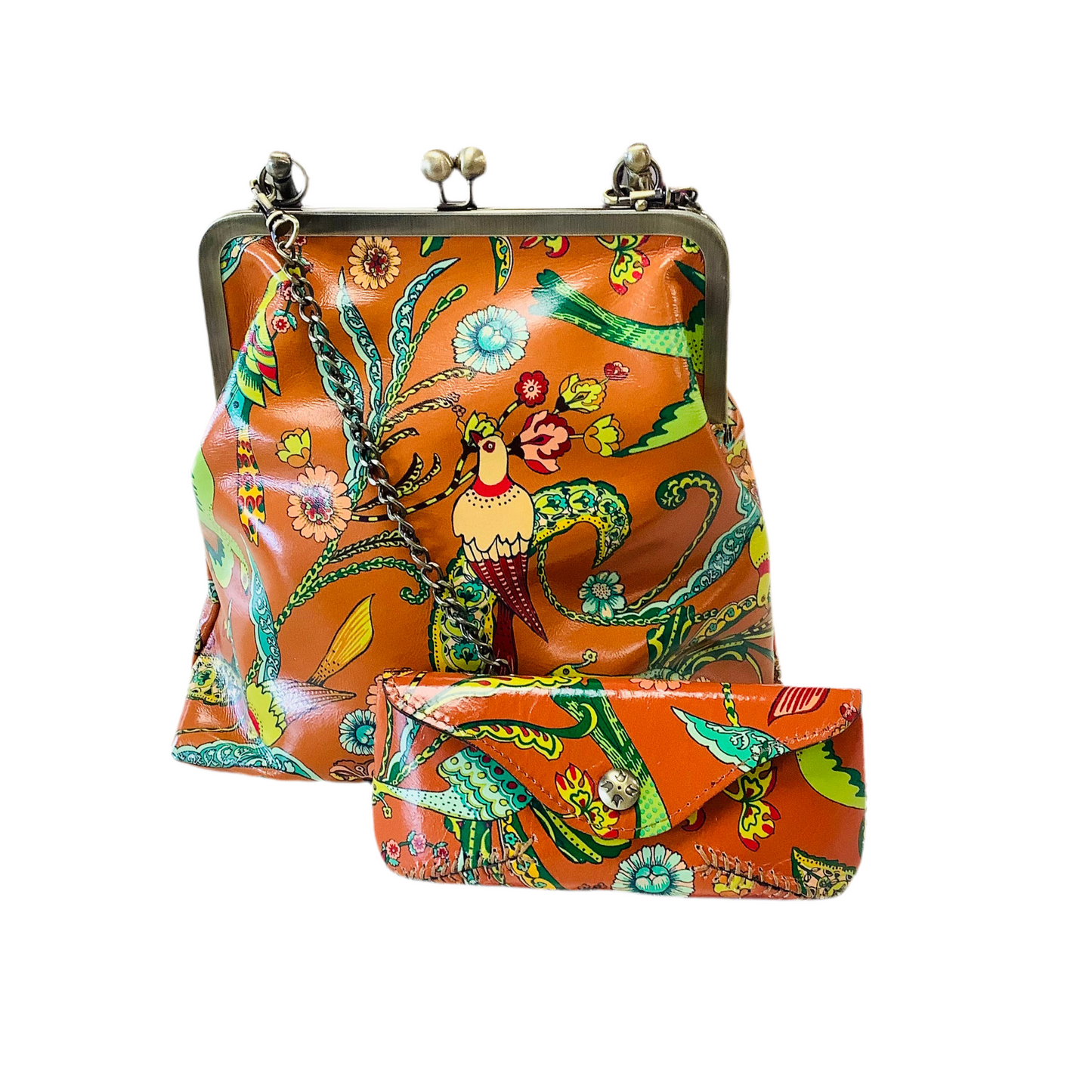 Patricia Nash 10th Anniversary Kiss Lock Novella Vintage Collection “Birds” set with sunglasses case
