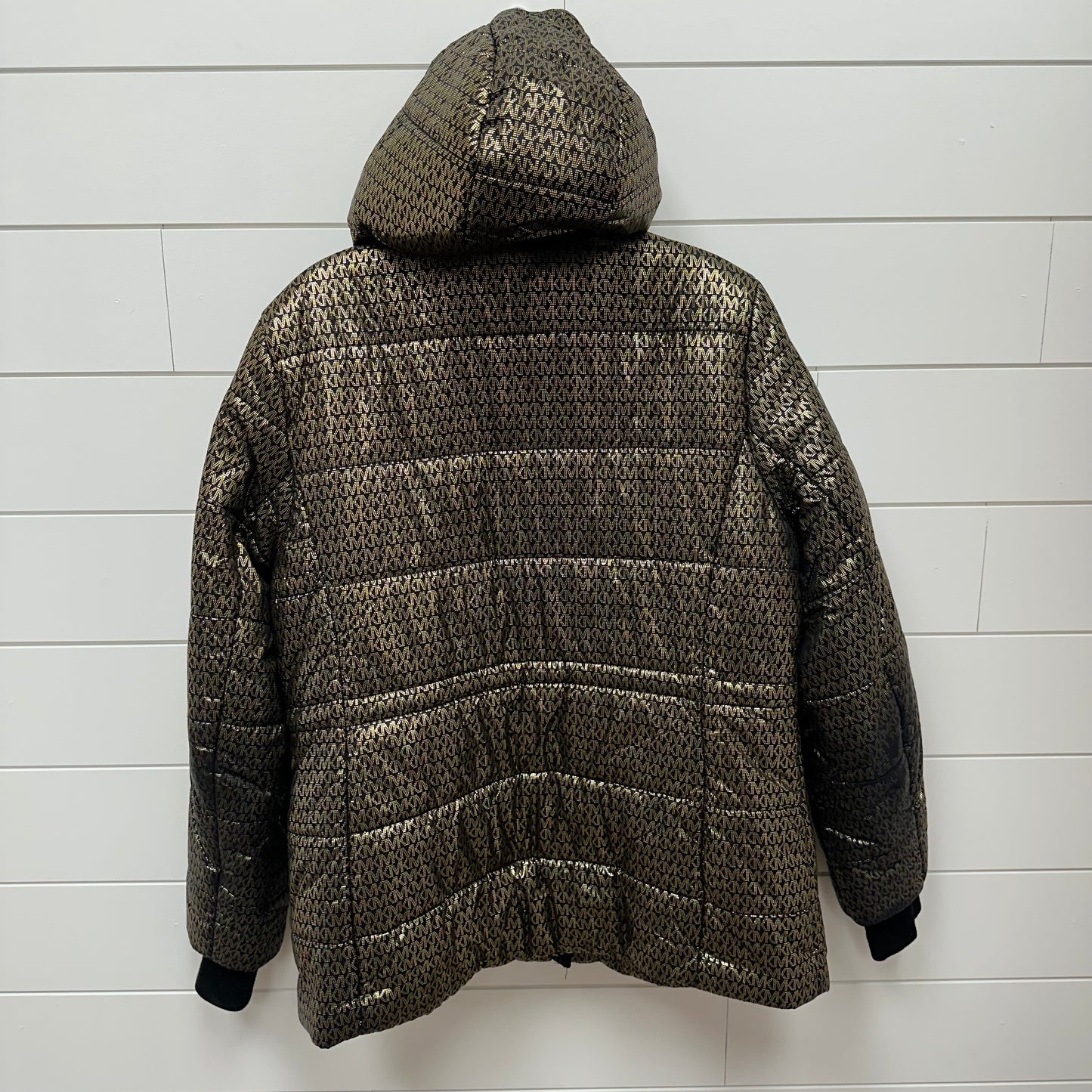 Michael Kors Large Black w/ Gold MK Print Coat