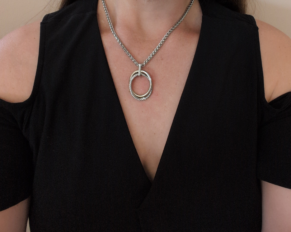 Silver Pendant Necklace with Magnetic Clasp