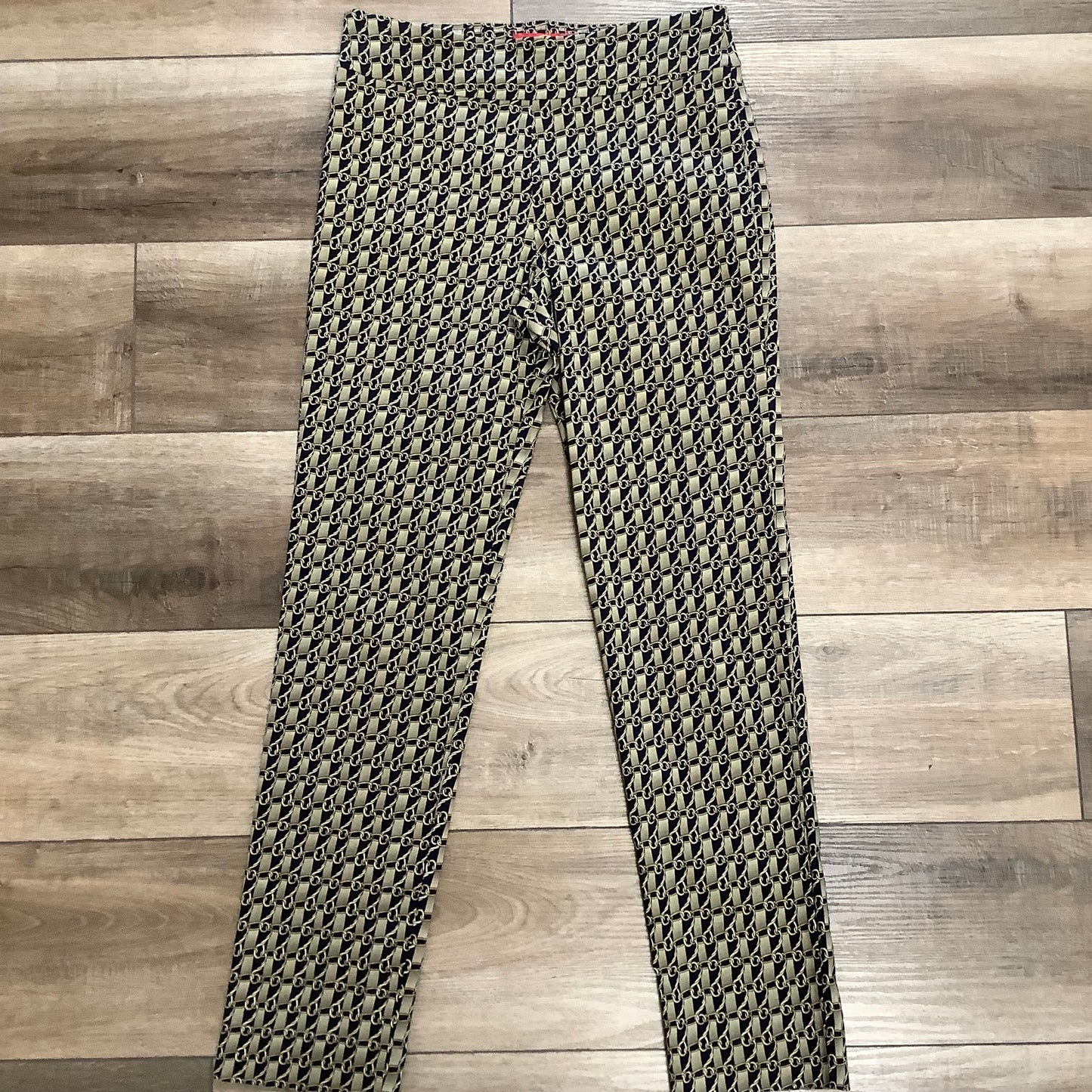 White And Gold Krazy Larry Patterned Pants Size 4