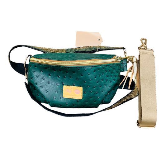Makeup Junkie faux ostrich leather bum bag with 2 straps