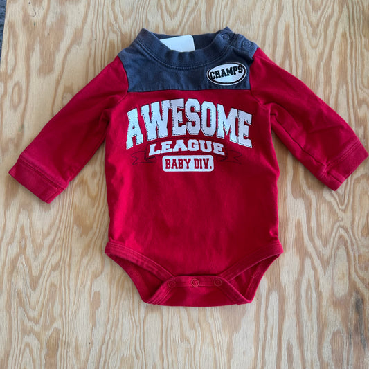 Okie Dokie Newborn Red/Grey Awesome League Onesie