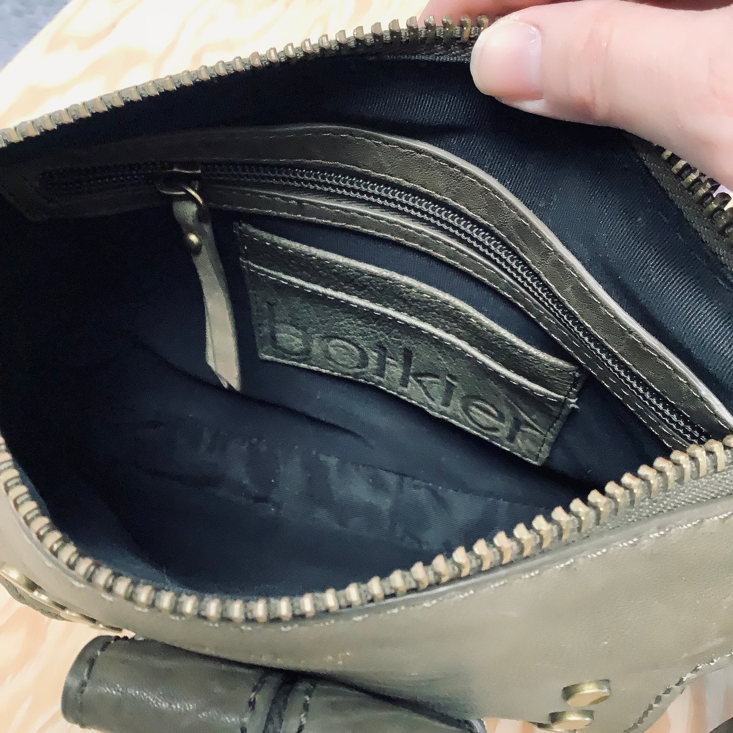 Botkier designer leather crossbody olive green