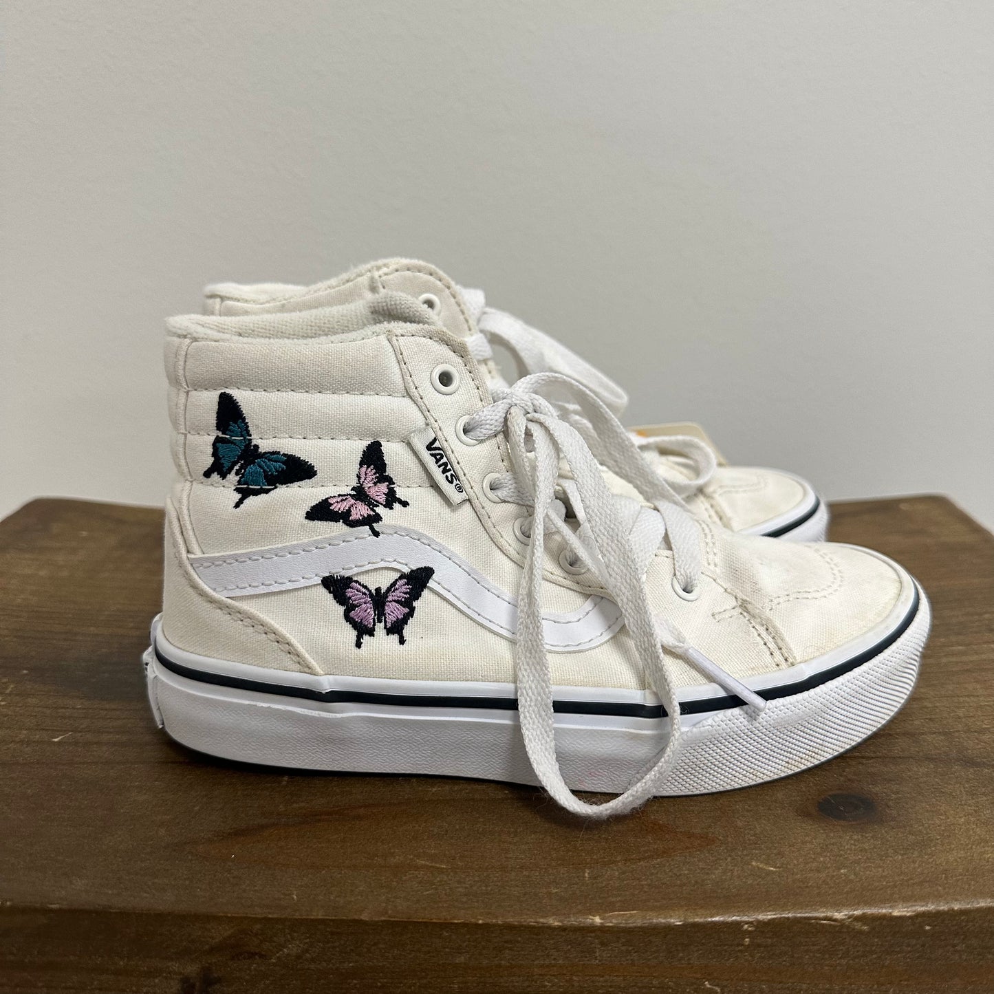 Kids Vans 13 High Top Cream w/ Butterflies Shoes