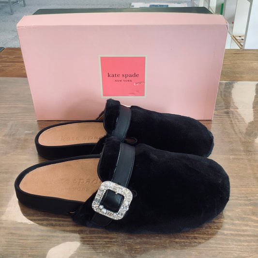 Kate Spade Cici size 7 faux fur black slides