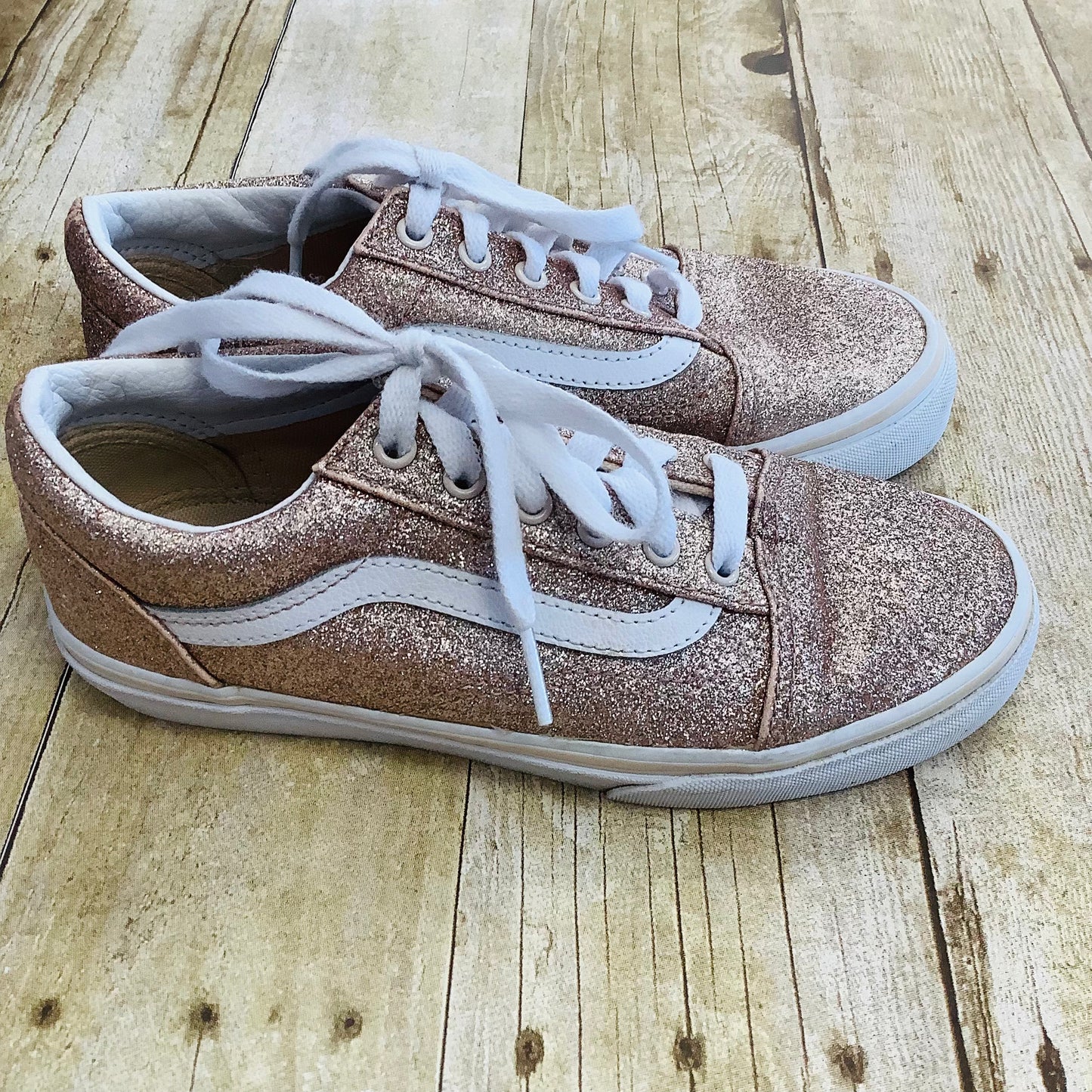 Kids Vans size 3 metallic gold/bronze